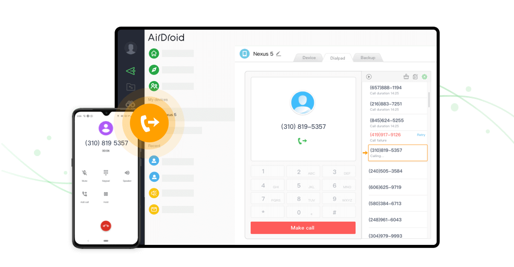 在电脑上处理手机电话